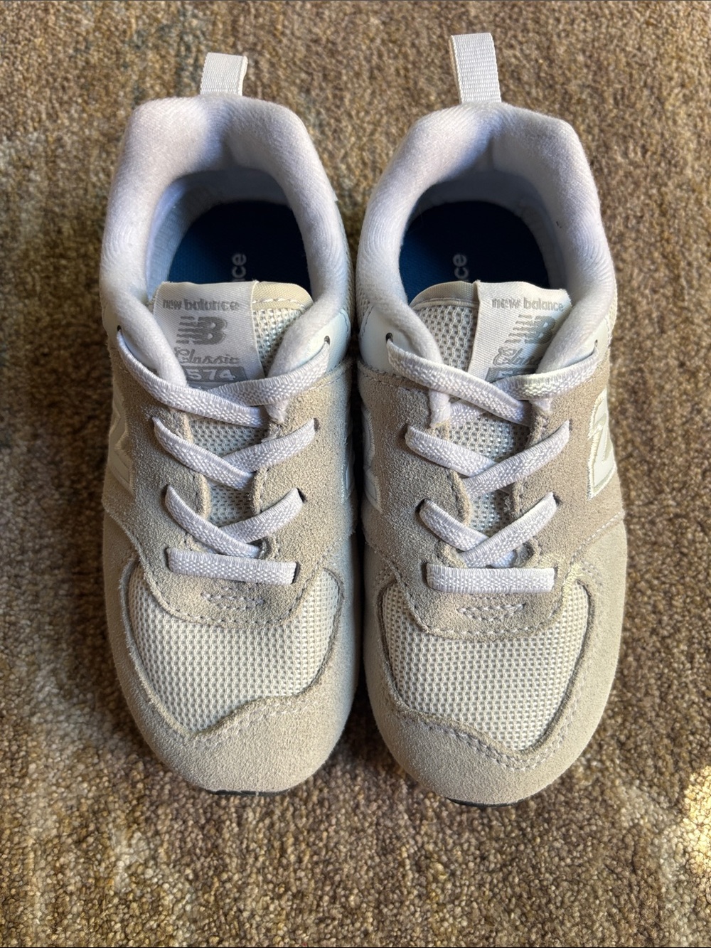 New without tag. New Balance Kids' Classic 574 Cream Sneakers with White Accents
